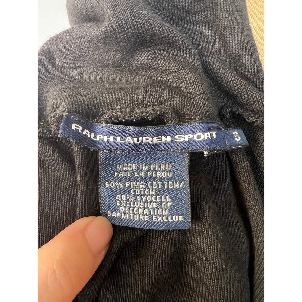 Ralph Lauren Sport Black Pima Cotton Lyocell Turtleneck Top Small Raw Hem - Picture 8 of 8